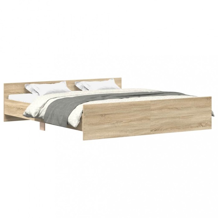 Cadru pat cu tablie la cap/picioare, stejar sonoma, 160x200 cm