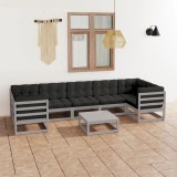 vidaXL Set mobilier grădină cu perne, 8 piese, lemn masiv de pin 3077311
