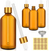 Saf sticle de sticlă Dropper Amber 4oz Pachet de 8 cu 2 p&acirc;lnii din oțel inoxidab, Oem