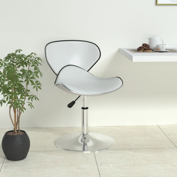 vidaXL Scaun de bar, alb, piele ecologică