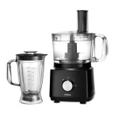 Robot de bucatarie Heinner, 750 W, 2 viteze, functie Pulse, bol 1.2 l, blender 1.8 l, disc feliere, accesorii maruntire incluse, Negru