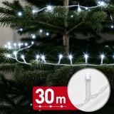 Instalație de Crăciun LED Phenom, 600 LED-uri alb rece, 30m, 8 moduri, cablu transparent, protecție IP44