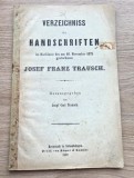 Catalogul manuscriselor din moștenirea lui Josef Franz Trausch 1872, Brasov