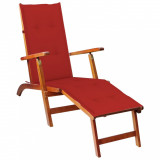 vidaXL Șezlong exterior, suport picioare și pernă, lemn masiv acacia 3064020