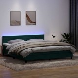 vidaXL Pat cu arcuri cu saltea și LED, verde &icirc;nchis, 180x210 cm, catifea 3316992