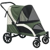 PawHut Carucior Pliabil Caini Mari Rase Mari Pliere Rapida Roti Detașabile 25kg Confort Siguranta Oxford Otel Verde