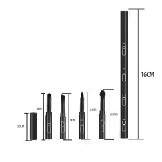 Set Pensule de Machiaj 4in1, pentru Fard, Sprancene si Buze, 16 cm, din Plastic, Negru