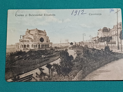 CARTE POȘTALĂ * CASINO ȘI BULEVARDUL ELISABETA* CONSTANȚA*1912 * foto