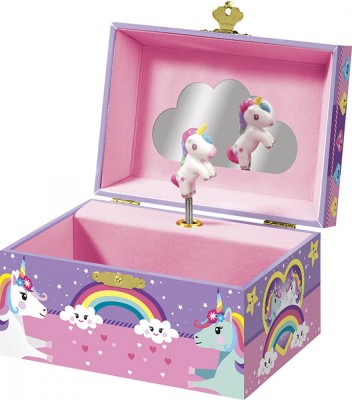 Cutie muzicala pentru bijuterii cu figurina unicorn si oglinda foto