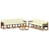 vidaXL Set de canapele de exterior cu pernă 9 pcs Natural și Crem 3381854