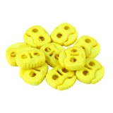Set 10 opritori pentru snur cu 2 gauri Crisalida, 20 x 20 mm, Galben neon