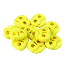 Set 10 opritori pentru snur cu 2 gauri Crisalida, 20 x 20 mm, Galben neon