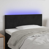 VidaXL Tăblie de pat cu LED, negru, 100x5x78/88 cm, catifea