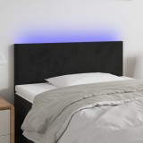 Cumpara ieftin Tăblie de pat cu LED, negru, 100x5x78/88 cm, catifea
