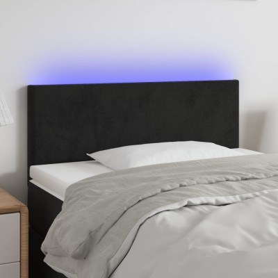 vidaXL Tăblie de pat cu LED, negru, 90x5x78/88 cm, catifea 3121370 foto