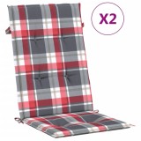 Cumpara ieftin Perne scaun spatar inalt 2 buc. rosu carouri 120x50x3 cm textil