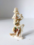 Figurina veche claun plastic alb (posibil Depose Italy), 7cm, vintage, colectie