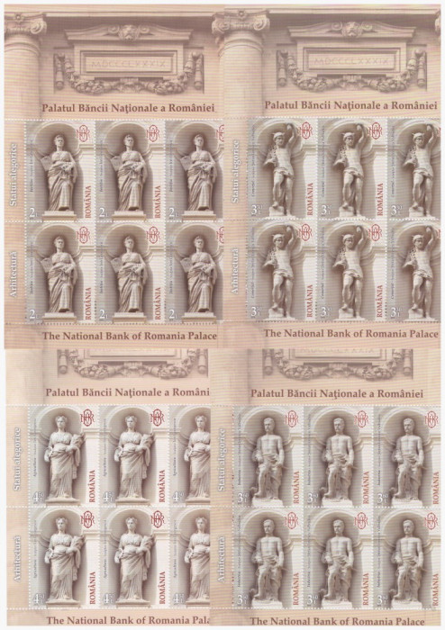 RO-0086=Romania 2013-Lp 1996b=Palatul Bancii Nationale-II-, set 4 minicoli MNH
