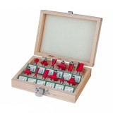 Set 12 freze profilate pentru lemn, coada 8 mm, &icirc;n cutie din lemn