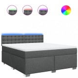 Cumpara ieftin Pat box spring cu saltea, gri inchis, 180x200 cm, textil