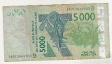 Bancnota Benin 5000 Franci CFA 2014, Africa, Circulata - Numismatica