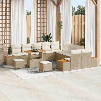 vidaXL Set de canapele pentru grădină cu pernă Bej Rattan poli 3364926 foto
