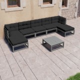 vidaXL Set mobilier grădină cu perne, 8 piese, lemn masiv de pin 3077131