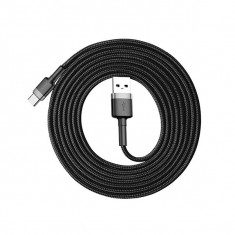 Cablu Date ?i Incarcare USB la Type-C, Baseus, 3A Fast Charge, Negru + Gri, Ultrarezistent - 2 m foto