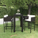 Set mobilier bar de gradina cu perne, 5 piese, negru, poliratan GartenMobel Dekor, vidaXL