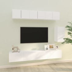 vidaXL Set dulap TV, 6 piese, alb, lemn prelucrat foto
