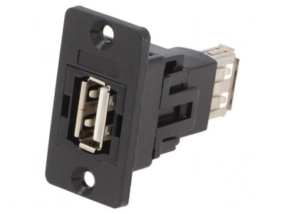 Adaptor USB A dublu SLIM USB 2.0 aurit 29mm foto