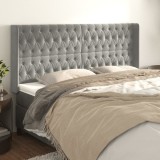 Gossi tablie de pat cu aripioare gri deschis 183x16x118/128cm catifea
