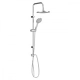 Set Dus Logan Negru/Argintiu, Otel Inox, ABS Cromat, Furtun 1.5m, Comutator Alama, Inaltime Reglabila, Aspersor Tropical