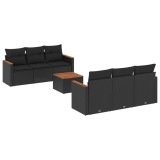 Cumpara ieftin Set canapele de gradina cu perne, 7 piese, negru, poliratan