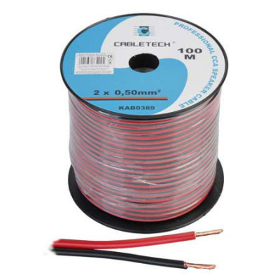 Cablu difuzor Cabletech, CCA, 0.5 mm, rola 100 m, negru/rosu foto