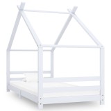 Cumpara ieftin Cadru pat de copii, alb, 90 x 200 cm, lemn masiv de pin