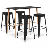 VidaXL Set mobilier de bar, 5 piese, negru