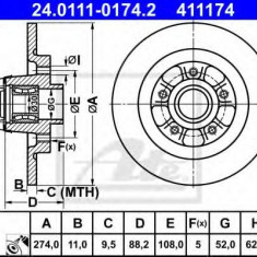 Disc frana RENAULT KANGOO / GRAND KANGOO (KW0/1) (2008 - 2016) ATE 24.0111-0174.2