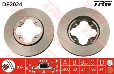 Disc frana HONDA CIVIC VII Limuzina (ES) (2000 - 2006) TRW DF2024 foto