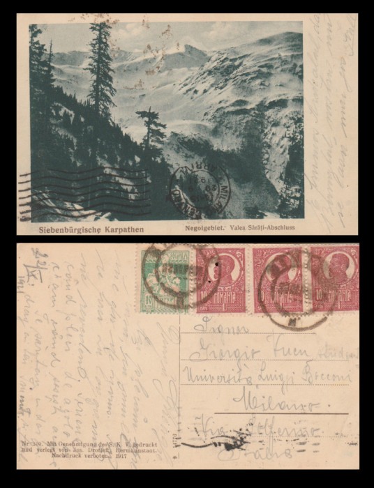 1921 Muntii Negoi - Valea Sarati - ilustrata SKV Sibiu, streif Ferdinand