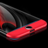 Husa pentru Apple iPhone 8 Plus ofera protectie Completa 3in1 Ultrasubtire Lux Black and Red Matte, MyStyle