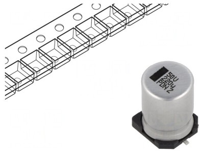 Condensator Electrolitic SMD 220uF 50V 10x10x14mm foto