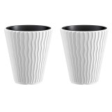 Cumpara ieftin Set 2 ghivece de flori, Sandy, rotunde, 39x43.6 cm, alb, Prosperplast