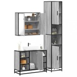 Gossi set mobilier de baie, 3 piese, gri sonoma, lemn prelucrat