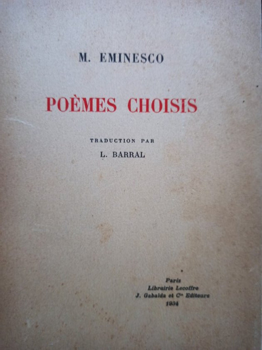 M. Eminesco - Poemes choisis (1934)