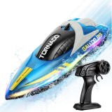 Cumpara ieftin Barca cu telecomanda iUni HJ819, RC High-Speed Boat, Viteza 15 km/h, 2.4GHz, Albastru