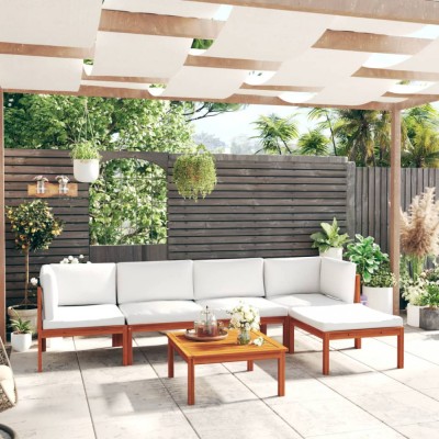 Gossi set mobilier gradina cu perne, crem, 6 piese, lemn masiv acacia foto