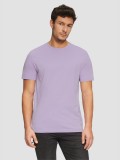 Cumpara ieftin Tricou barbati din bumbac cu decolteu la baza gatului, logo, Lila, XL