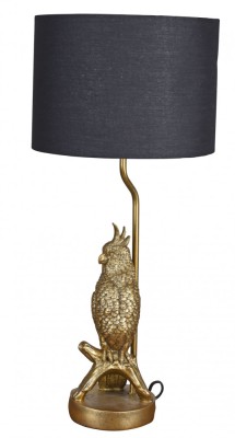 Lampa de masa cu un papagal si abajur negru CW268 foto