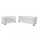 VidaXL Canapea Chesterfield cu 2 și 3 locuri, piele ecologică, alb